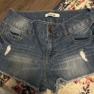 Refuge Distressed Blue Jean Shorts